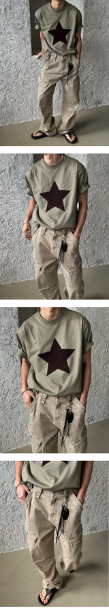 [S/S] Velvet star half t-shirts (3color)