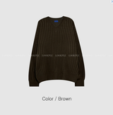  Isabelle Vienna V-Neck Loose Fit Ribbed Long Sleeve Knit