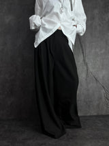 double-pleated long wide slacks