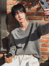 [wool80%] コップウールレイヤードVネックニット