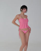 Gobang Checkered Cover-Up Backless Bikini