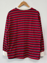 STRIPE OVER BOXY BOYFRIEND LONG SLEEVE T SHIRT ❤💚🩵🧸4COLOR