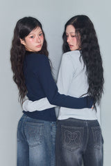 STITCH LINE WIDE DENIM PT DARK NAVY
