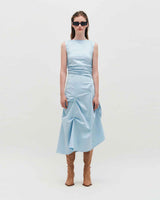 DOZI - Sleeveless Pinched Long Dress _ SKY BLUE