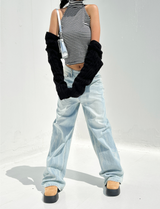 (UNISEX) RIVER DAMAGE UNIQUE WIDE LIGHT BLUE UNISEX PANTS