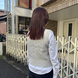 SMALL CHERRY CABLE CROP ニットベスト - MELANGE GRAY