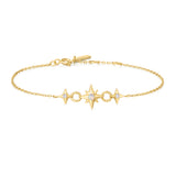 gold linked star 14k gold plating + 925 silver bracelet B063-05G
