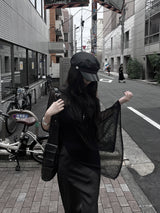 シースルーオーバーフィットニットケープ