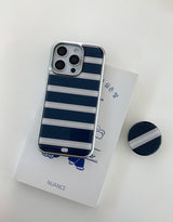 [MADE] ストライプアイボリー エポキシ MagSafe対応 スマホグリップ