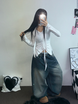 スカーフセット🧸シャーリングラッフルスリックポイントスリムロングスリーブTシャツ🧸🤍🖤🩶3カラー