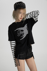SEXXDEVIL LOGO Striped Layered TEE