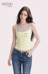 Lemon slit layered sleeveless t-shirt