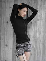 26FW★ OFFSET RIB HIGH NECK ZIP-UP