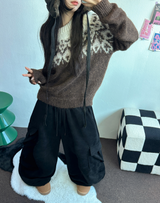 ミンク🖤リベットパラシュートコーデュロイロングパンツ🩶🖤2カラー