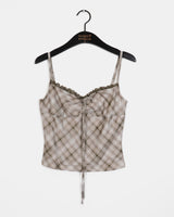 Beautin Strap Check Tank & Cardigan Set