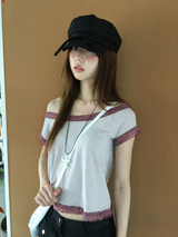 Las Lace Off-shoulder T-shirt (3color)