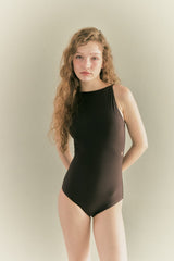 BACK RIBBON LEOTARD SWIMSUIT_Mocha