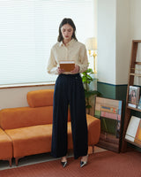 TAILORED DOUBLE PLEATED SLACKS [NAVY]