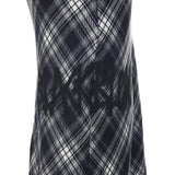 8287 Logo Check-pattern Long Skirt (Navy)