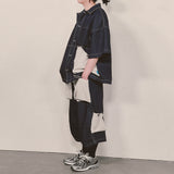 reverse terry pocket denim shortsleeve shirt_blue