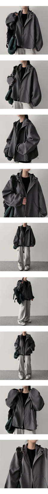 V-key String Windbreaker Hooded Jumper