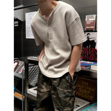 [Unisex] ワッフルヘンリーネックハーフスリーブ (4color)