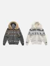 Merrygo Nordic Knit Fur Hoodie (2c)