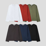 Bone slub cut Henley neck long sleeves