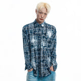 Washed Painted Check Shirt - NAVY