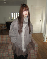 Deuen High-Neck Quilted Faux Fur Suede Shearling Jacket
