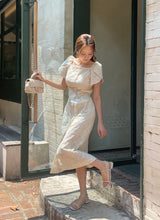 26SS★ Ruckbell Square Neck Embroidered Tulip Pintuck Long One Piece