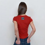 C 90S ラインベーシックTシャツ_レッド
