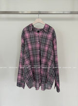 [UNISEX]チェック柄ヴィンテージカッティングシャツ