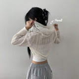 Natou see-through punching mesh crop hooded cardigan