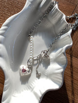 snow heart necklace | 하얀 눈 하트 목걸이