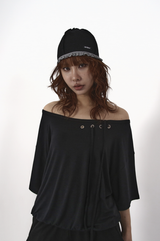 eyelet laceup tee_black