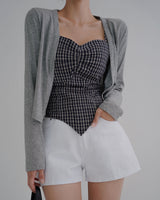 Deca cardigan & checkered sleeveless set