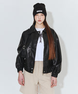 Vegan Leather Minimal Jacket_Black