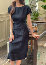Opil Balloon Sleeve Linen Long One Piece