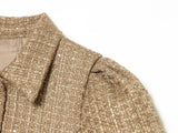Lurex Tweed Puff Blouse