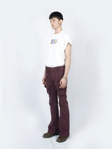 Curved Cargo Flare Pants (Wine)