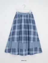 Juel Vintage Check Banding Long Skirt
