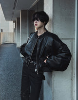 Ebonic Crop Leather MA-1