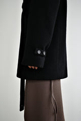 Fuzzy heavy wool coat, Black