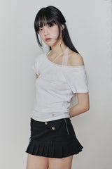 ペタラインレースTEE white
