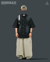 [SEMADE] ワイドナイロンバルーンカーゴパンツ