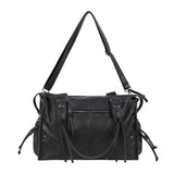 Belted Washing Leather Bag (Black) F25QE990