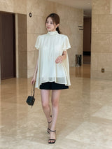 ヘンズ ホルタータイ シフォン ブラウス(Belt set)