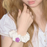 star button scrunchie white
