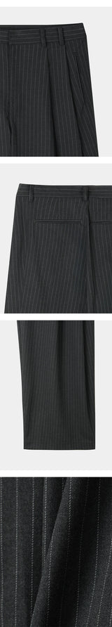 [F/W] スティーディストライプツータックワイドパンツ(2color)